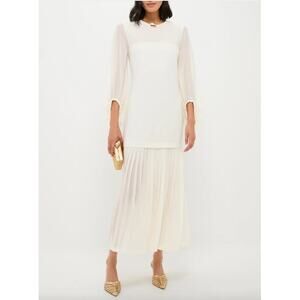 Tuckernuck Chiffon Pleated Lorraine Shift Maxi Dress Ivory Cream Size XXL New